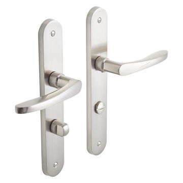 Door handles on plate thumbturn entry satin nickel finish louis inspire