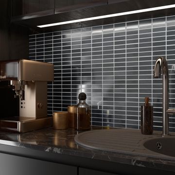 Mosaic Tile ARTENS Charly Silver Brushed L30cm x W30cm (per sheet)