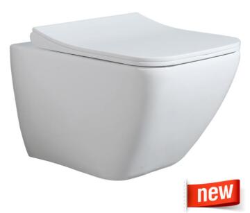 Solo Wall hung toilet Fiji, Rimless design, including soft close toilet seat