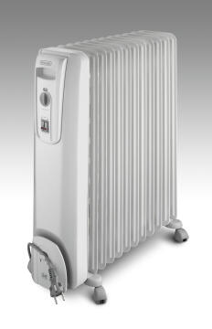 Oil Heater 7 Fins DELONGHI White 1500W | LEROY MERLIN South Africa