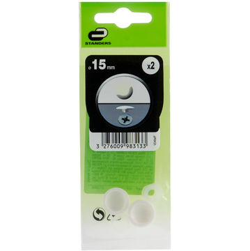 Plastic screw caps white 15mm 2pc standers