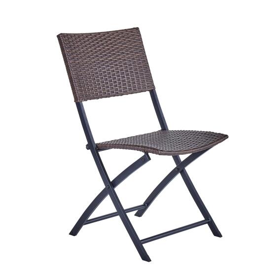 Zena Wicker & Steel Patio Chair Brown D59cmxW44cmxH84cm (Excluding Table)