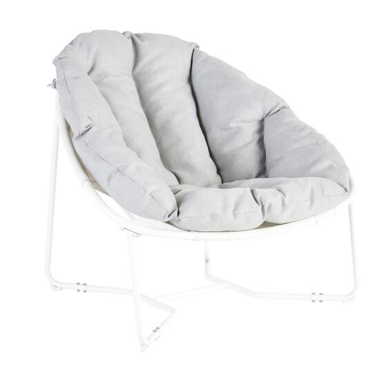 Naterial Steel & Textile Patio Moon Chair White D88.5cmxW95.5cmxH80.5cm