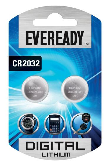 EVEREADY LITHIUM BUTTON CELL CR2032 BP2