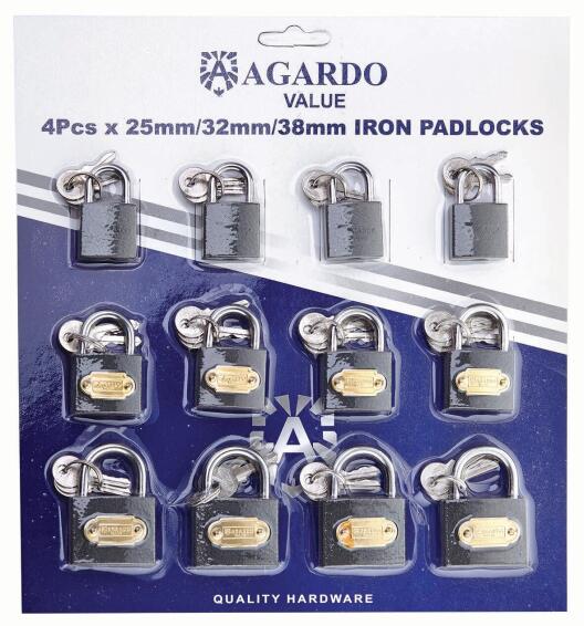 Padlocks iron pack of 12 agardo value