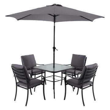 Naterial Rono Steel Patio Set Dark Grey (Includes Chairs & Umbrella ...