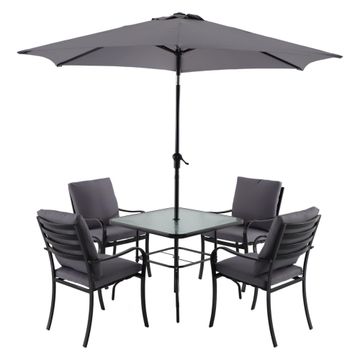 Naterial Rono Steel Patio Set Dark Grey (Includes Chairs & Umbrella)