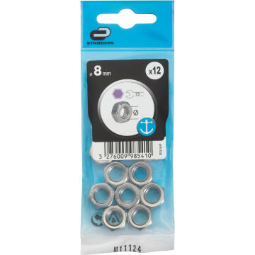 Hexagon nuts stainless steel 8mm 12pc standers