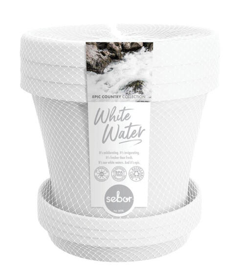 Pot, Super Pot and Saucer, White Water, SEBOR, 15cm, Set of 3