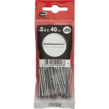 Flat head nail polished steel 2.2x40mm 50pc standers