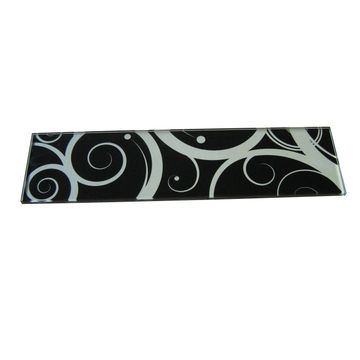 GLASS SHELF RECTANGLE BLACK 90X15X0.5CM