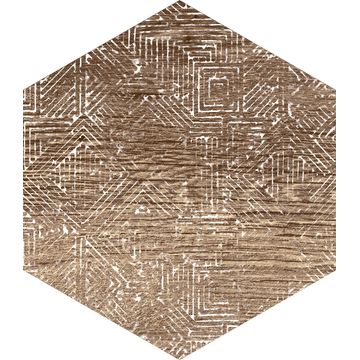 Hexagon Tile Ceramic Harlem Brown 220x250mm (Pack of 3)