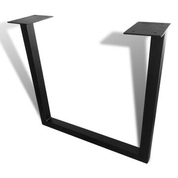 Table leg steel U shape square tubing black W760 x H720mm