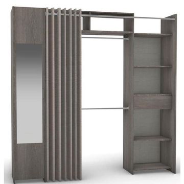 Dressing Wardrobe Kit Taylor 2 Column, 4 Shelves, 2 Rails, Half Mirror Cupboard & Curtain