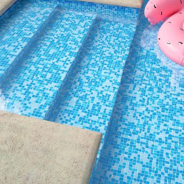 Mosaic Tile Reconstituted Glass Blue Mix L32.7cm x W32.7cm (per sheet)