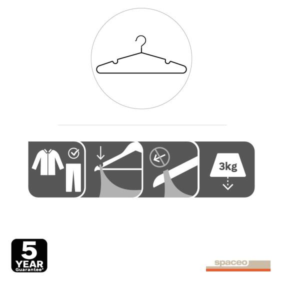 Spaceo metal coat hanger 8 pack grey