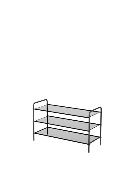 Spaceo studio stackable shoe rack black w90cmxd35cmxh55cm