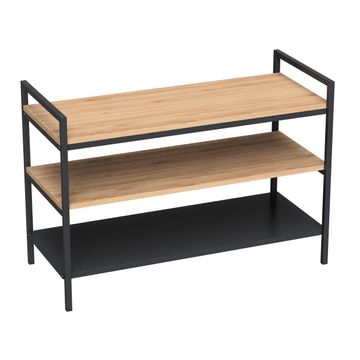 Spaceo frame shoe rack metal & wood w80cmxd21.6cmxh45cm