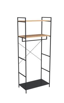 Spaceo Free Standing Garment Rack With Hooks Metal & Wood  W106xD51.5xh9.8cm