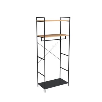 Spaceo Free Standing Garment Rack With Hooks Metal & Wood  W106xD51.5xh9.8cm