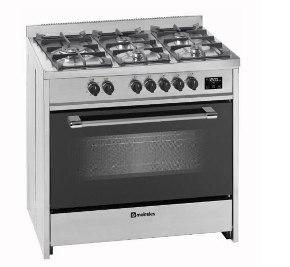 Meireles Kitchen Gas Stove 5 Burner With Electric Multifunction Oven 90Cm Stainless Steel E915 D1 X