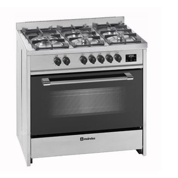 Meireles Kitchen Gas Stove 5 Burner With Electric Multifunction Oven 90Cm Stainless Steel E915 D1 X