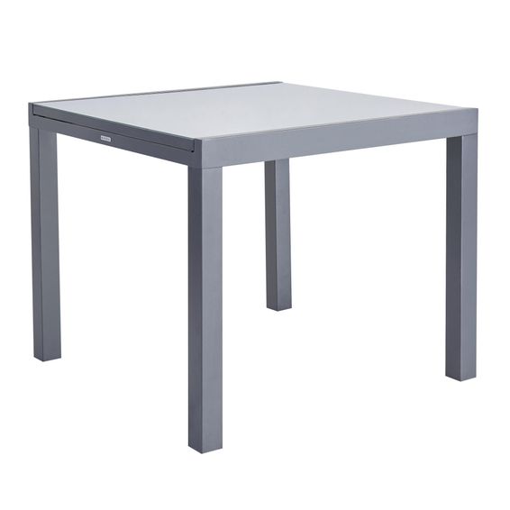 Naterial Lyra II Up & Down Extendable Dining Table Aluminium & Glass Anthracite 90x90cm