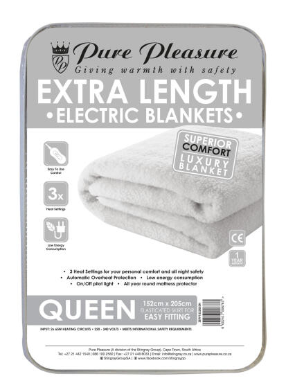 Pure pleasure queen xl fitted electric blanket fleece 