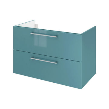 Single basin cabinet pack 2 drawers SENSEA Remix laguna green 90x58x48cm