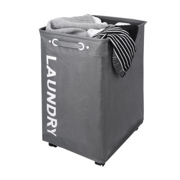 Sensea Laundry Basket With Wheels Grey 72L