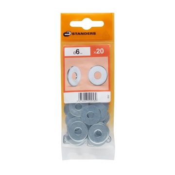 FLAT FENDER WASHER LARGE STEEL 6X 20P