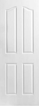 Interior door deep moulded 4 panel arch primed white