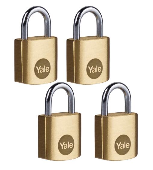 Padlock brass 20mm 4pc yale