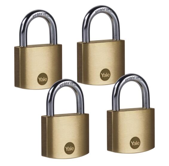 Padlock brass 40mm 4pc yale