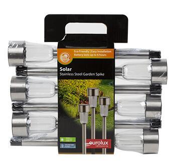 garden spike 6pk silver solar light  Eurolux