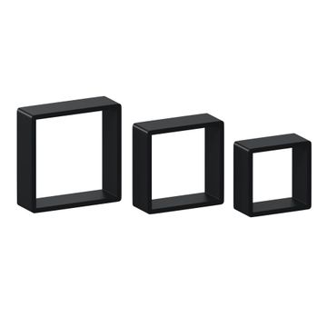 Spaceo rounded square shelves 3 pack black