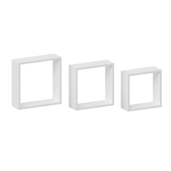 Spaceo straight square shelves 3 pack white