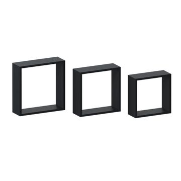 Spaceo straight square shelves 3 pack black