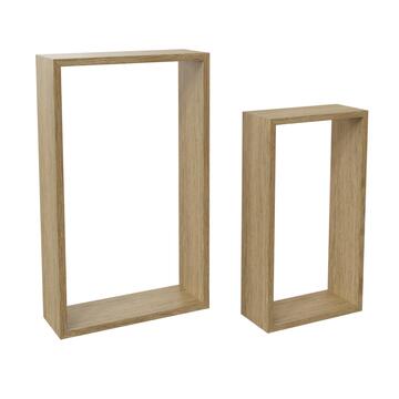 Spaceo rectangle shelves assorted 2 pack oak