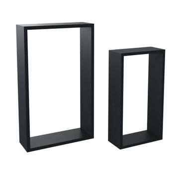 Spaceo rectangle shelves assorted 2 pack black