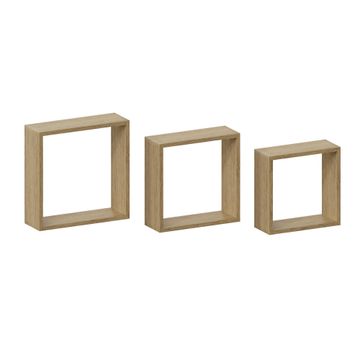 Spaceo straight square shelves 3 pack oak