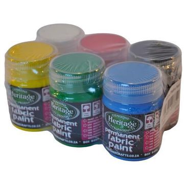 HERITAGE FABRIC PAINT SET 6 X 50ML