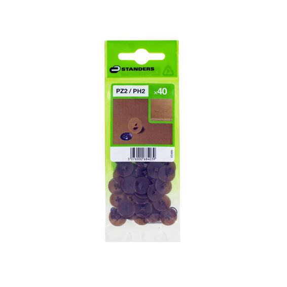 VD48B COVER FOR SCREW POZI-PHILLIPS CLIP PLASTIC BROWN POZI 2 - 40 PIECES