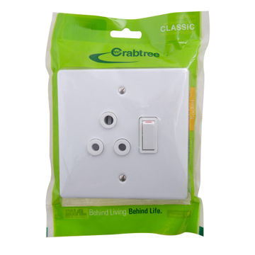 SOCKET 4X4 1X3PIN WHITE CRABTREE