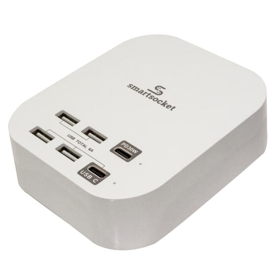 POWERBANK 4XUSB 2XTYPE C 6AMP WHITE