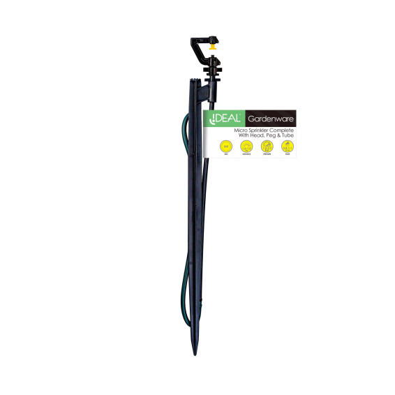 Irrigation, Micro Head Yellow 360 Peg and Tube Complete, IDEAL, 450mm