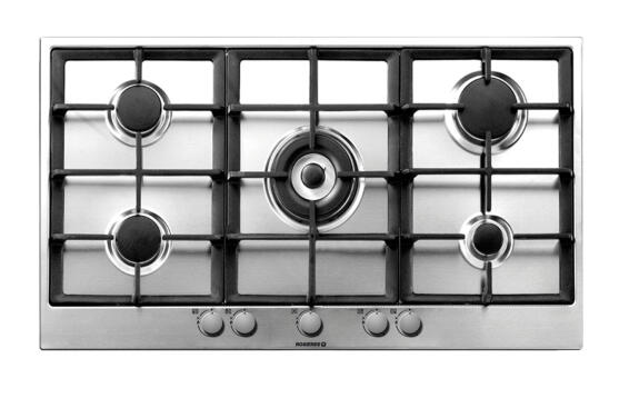 GAS HOB 90CM FRONTAL-5 BURNERS&WOK-INOX