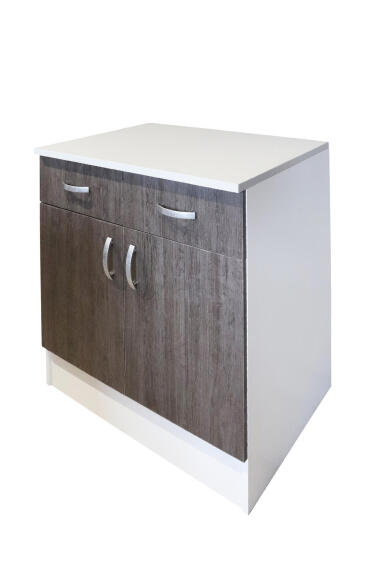 Kitchen Cupboard Base 2Drawe 2 Doors Sprint Dark Wood L80Xh87Xd60Cm