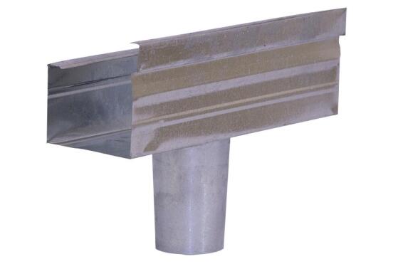 Galvanised Gutter With Round Outlet 100mmX75mmX300mm