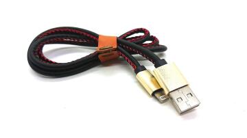 Charging cable USB to Iphone black leather